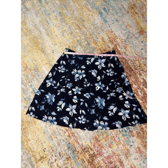 Vintage 90s Jay Jacobs dark blue floral circle mini skirt Small - Picture 2 of 8